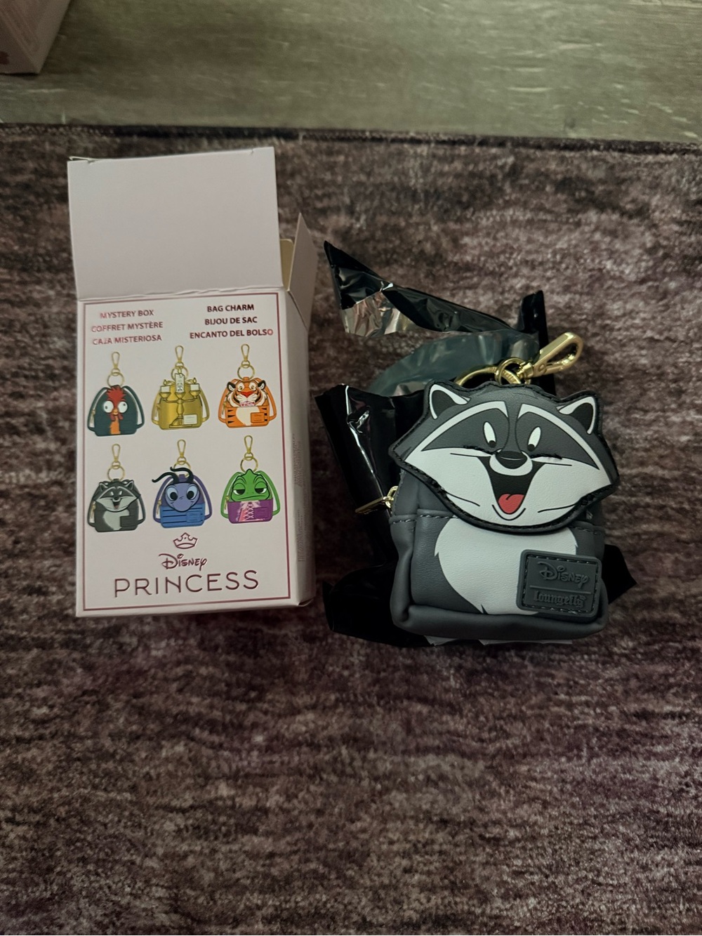 Loungefly Disney Meeko Raccoon Gray and White Bag Charm